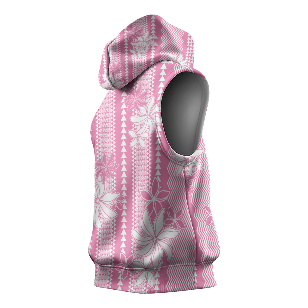 Hawaii Kakau Tribal Sleeveless Hoodie With Pink Tiare LT05 - Polynesian Pride