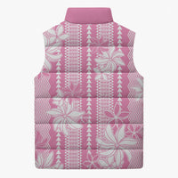 Hawaii Kakau Tribal Sleeveless Puffer Jacket With Pink Tiare LT05 - Polynesian Pride