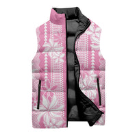 Hawaii Kakau Tribal Sleeveless Puffer Jacket With Pink Tiare LT05 - Polynesian Pride
