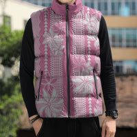Hawaii Kakau Tribal Sleeveless Puffer Jacket With Pink Tiare LT05 - Polynesian Pride