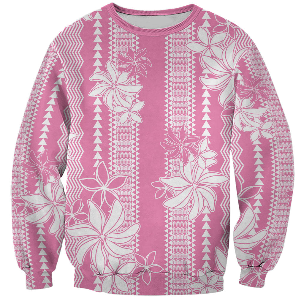 Hawaii Kakau Tribal Sweatshirt With Pink Tiare LT05 Unisex Pink - Polynesian Pride