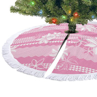 Hawaii Kakau Tribal Tree Skirt With Pink Tiare