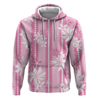 Hawaii Kakau Tribal Zip Hoodie With Pink Tiare LT05 Zip Hoodie Pink - Polynesian Pride