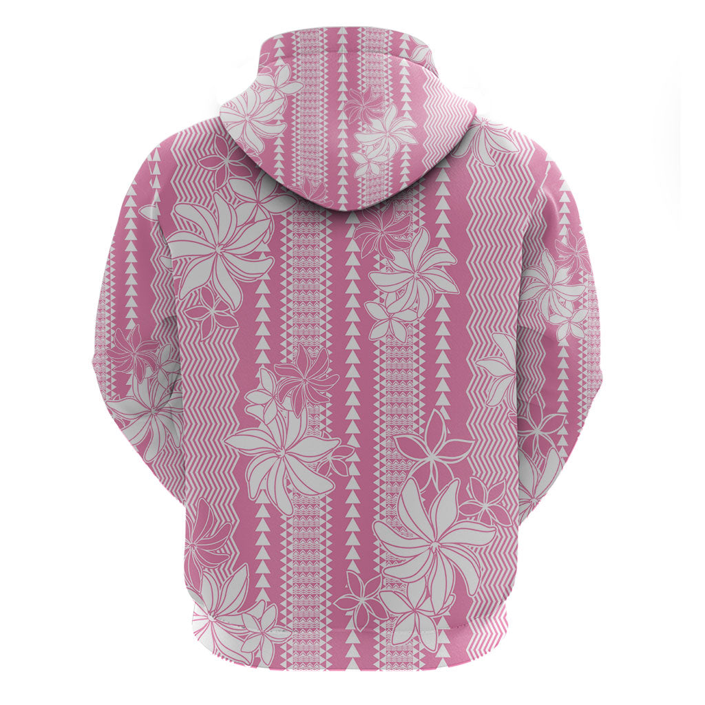 Hawaii Kakau Tribal Zip Hoodie With Pink Tiare LT05 - Polynesian Pride