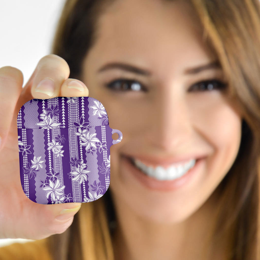 Hawaii Kakau Tribal AirPods Case With Purple Tiare LT05 - Polynesian Pride
