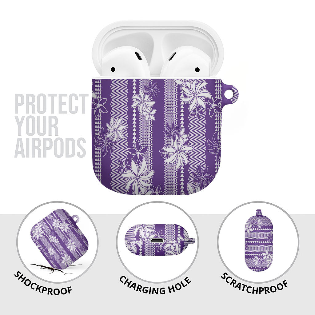 Hawaii Kakau Tribal AirPods Case With Purple Tiare LT05 - Polynesian Pride