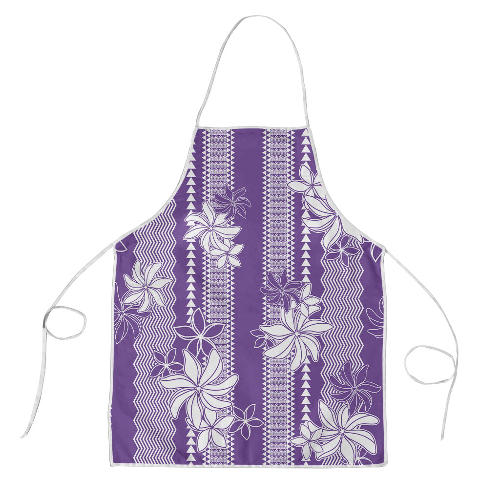 Hawaii Kakau Tribal Apron With Purple Tiare LT05 Purple - Polynesian Pride