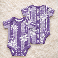 Hawaii Kakau Tribal Baby Onesie With Purple Tiare LT05 - Polynesian Pride