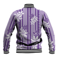 Hawaii Kakau Tribal Baseball Jacket With Purple Tiare LT05 - Polynesian Pride