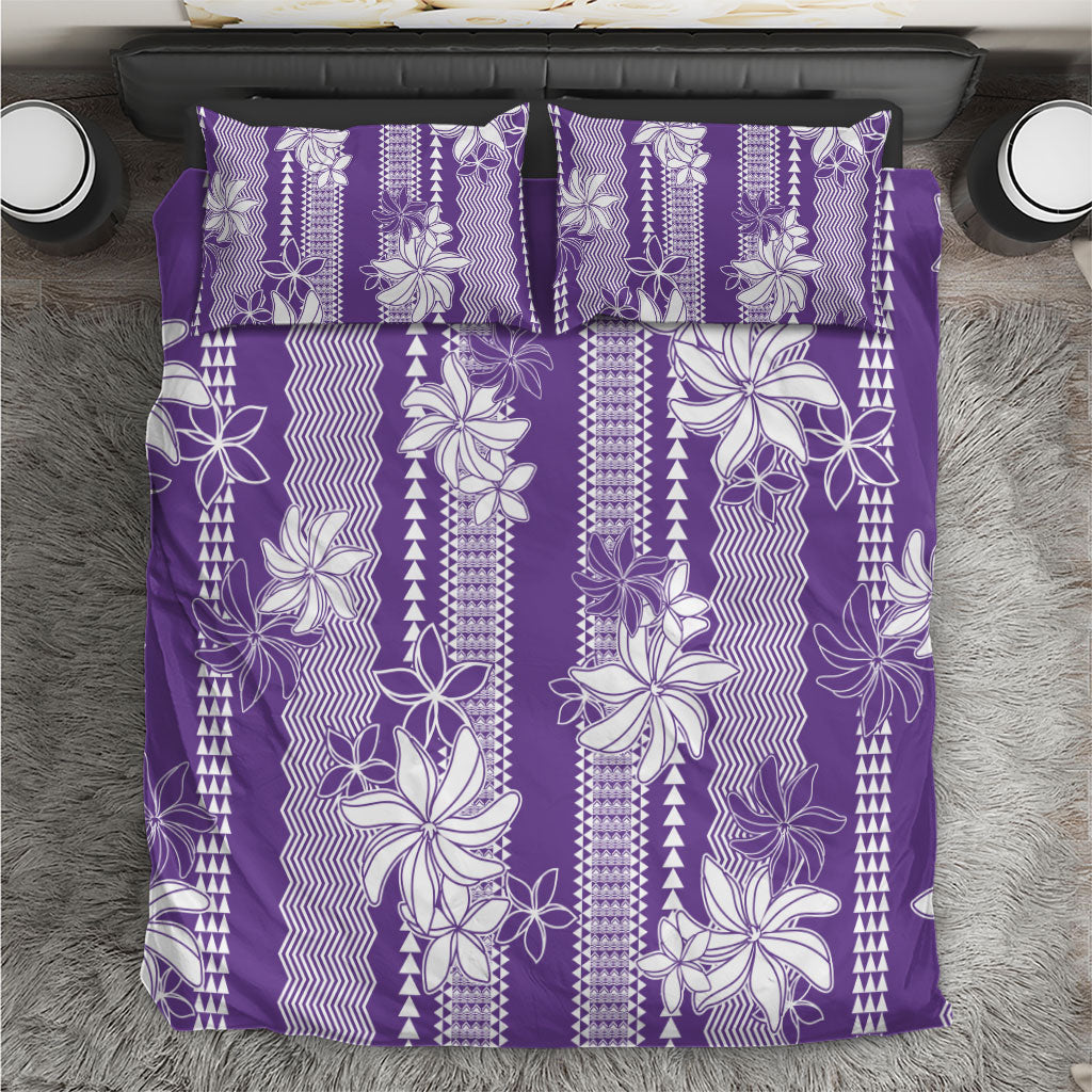 Hawaii Kakau Tribal Bedding Set With Purple Tiare LT05 Purple - Polynesian Pride
