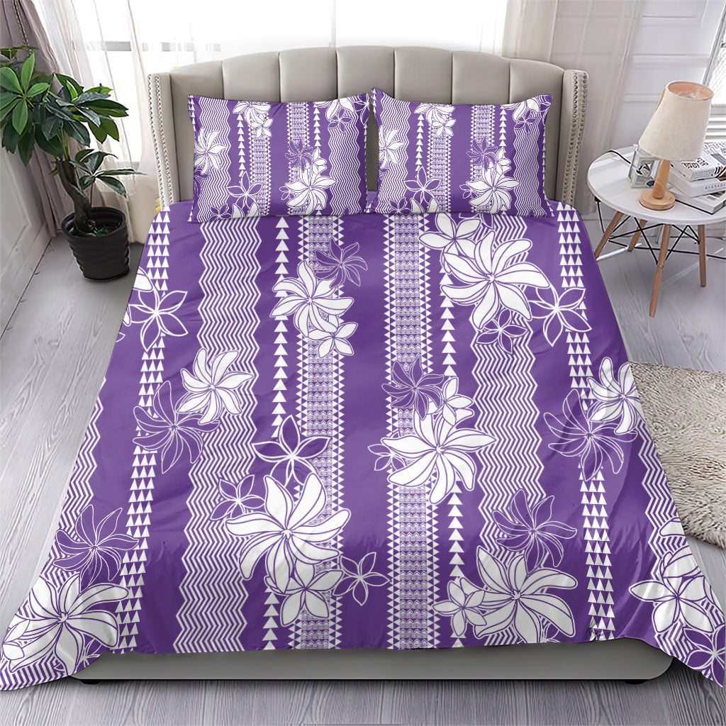 Hawaii Kakau Tribal Bedding Set With Purple Tiare LT05 - Polynesian Pride