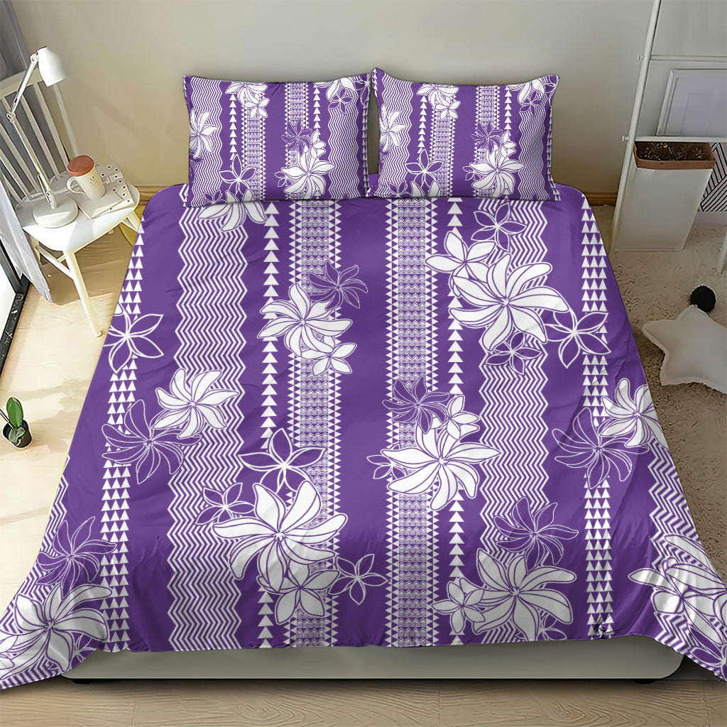 Hawaii Kakau Tribal Bedding Set With Purple Tiare LT05 - Polynesian Pride
