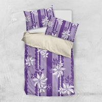 Hawaii Kakau Tribal Bedding Set With Purple Tiare LT05 US Twin 172cm x 218cm Purple - Polynesian Pride