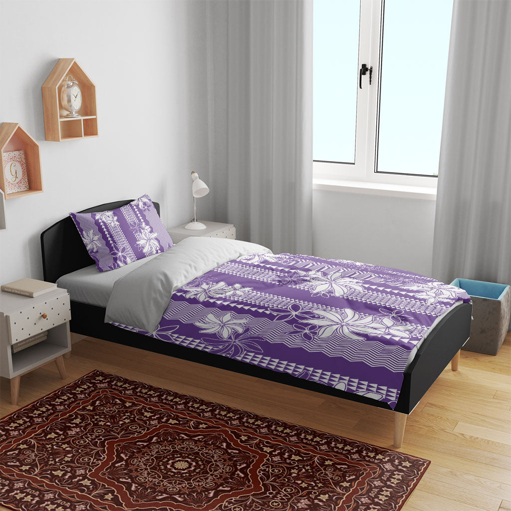 Hawaii Kakau Tribal Bedding Set With Purple Tiare LT05 - Polynesian Pride