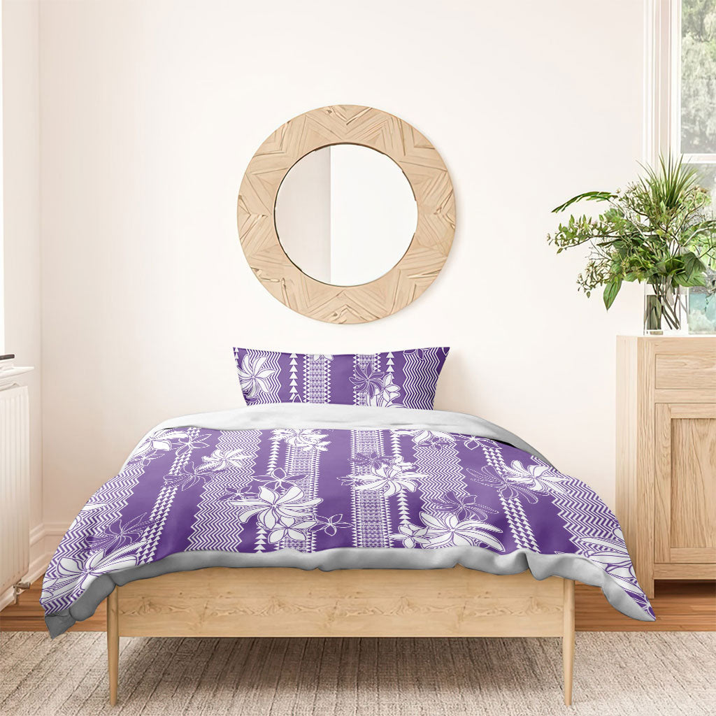 Hawaii Kakau Tribal Bedding Set With Purple Tiare LT05 - Polynesian Pride