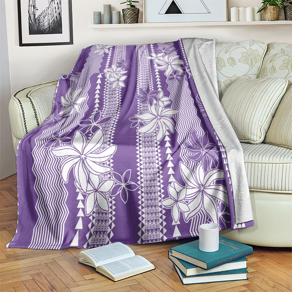 Hawaii Kakau Tribal Blanket With Purple Tiare LT05 Purple - Polynesian Pride