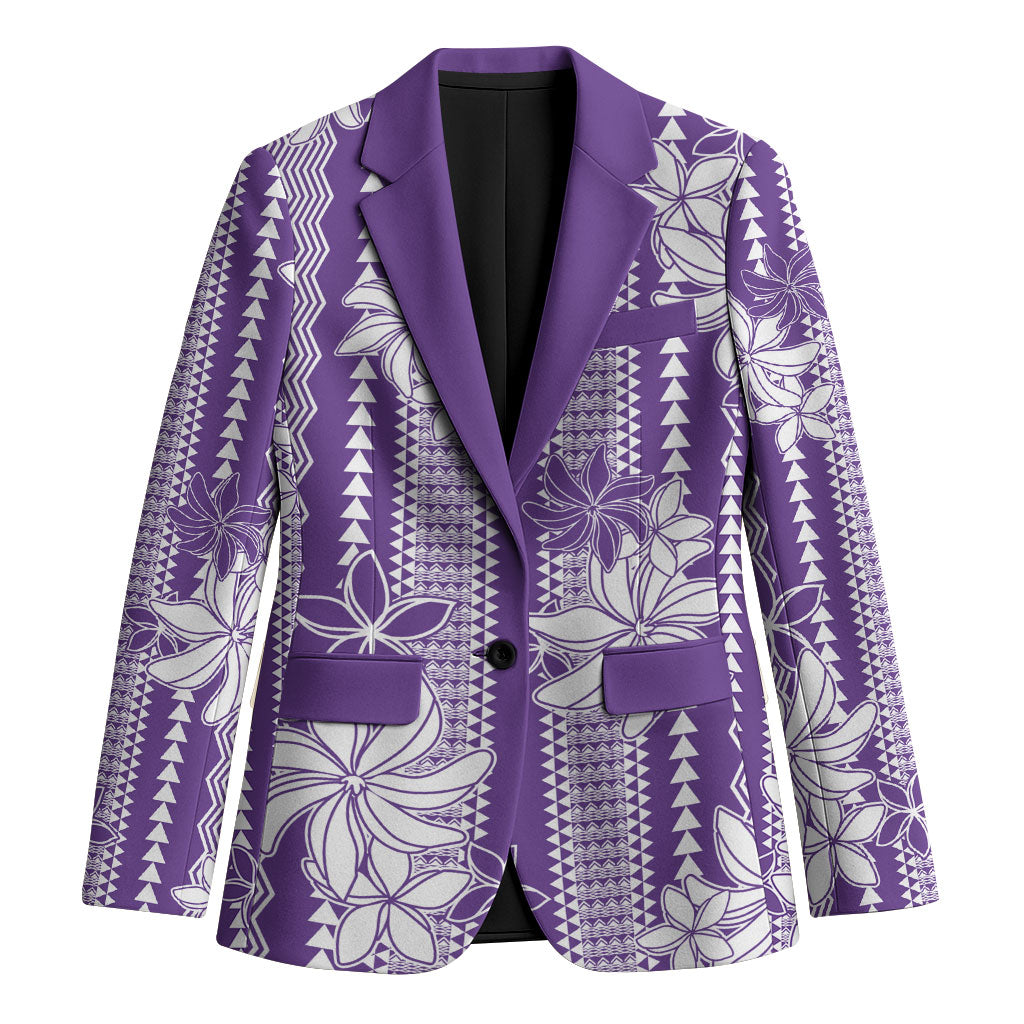 Hawaii Kakau Tribal Blazer With Purple Tiare LT05 Unisex Purple - Polynesian Pride