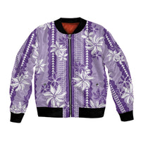 Hawaii Kakau Tribal Bomber Jacket With Purple Tiare LT05 Unisex Purple - Polynesian Pride