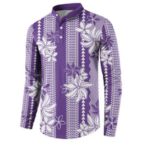 Hawaii Kakau Tribal Button Sweatshirt With Purple Tiare LT05 - Polynesian Pride