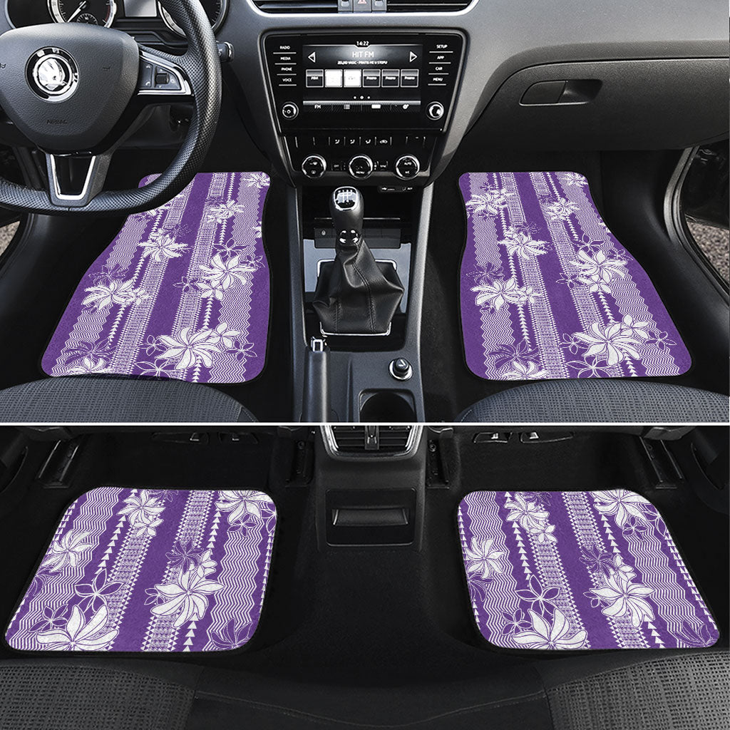 Hawaii Kakau Tribal Car Mats With Purple Tiare LT05 Set 4pcs Purple - Polynesian Pride