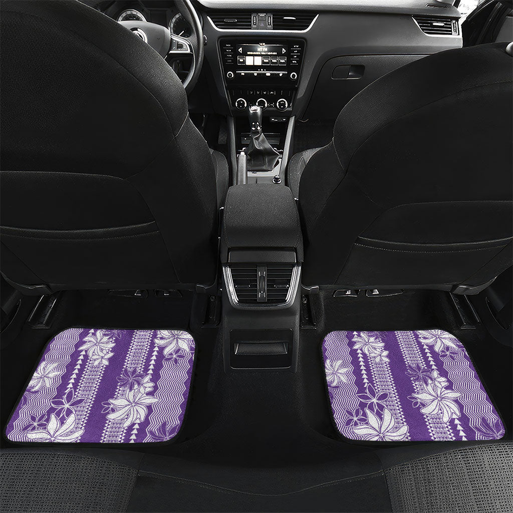 Hawaii Kakau Tribal Car Mats With Purple Tiare LT05 Set 2pcs - Back Purple - Polynesian Pride