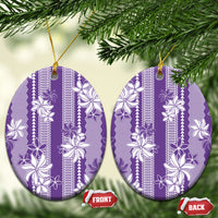 Hawaii Kakau Tribal Ceramic Ornament With Purple Tiare