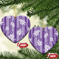 Hawaii Kakau Tribal Ceramic Ornament With Purple Tiare