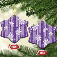 Hawaii Kakau Tribal Ceramic Ornament With Purple Tiare