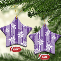 Hawaii Kakau Tribal Ceramic Ornament With Purple Tiare
