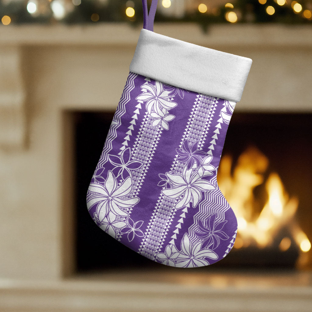 Hawaii Kakau Tribal Christmas Stocking With Purple Tiare LT05 Set of 2 Purple - Polynesian Pride