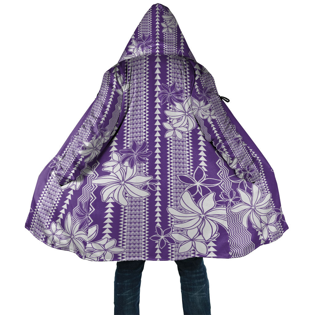Hawaii Kakau Tribal Cloak With Purple Tiare LT05 Unisex Purple - Polynesian Pride