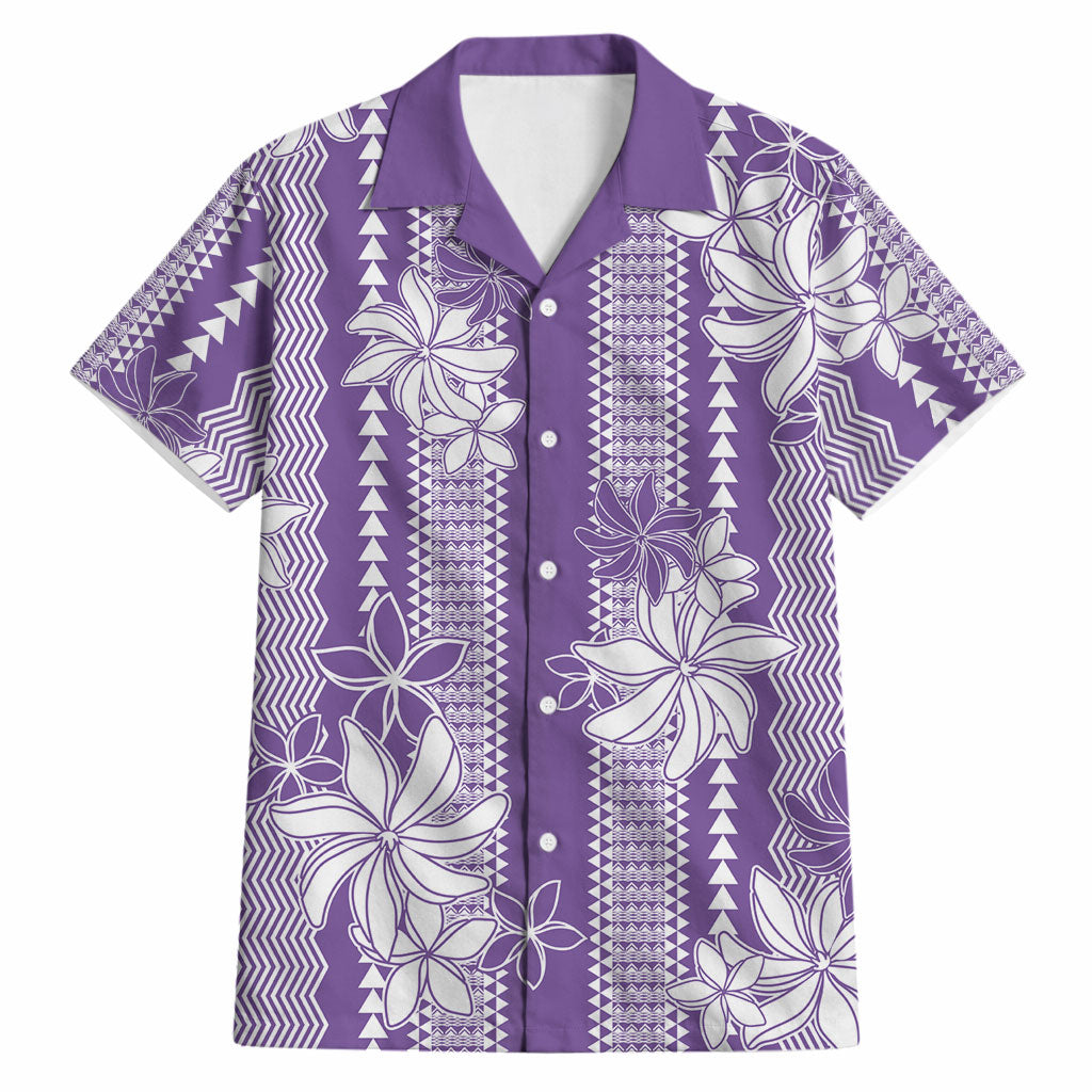 Hawaii Kakau Tribal Hawaiian Shirt With Purple Tiare LT05 Purple - Polynesian Pride