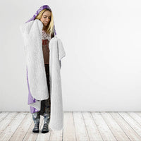 Hawaii Kakau Tribal Hooded Blanket With Purple Tiare LT05 - Polynesian Pride