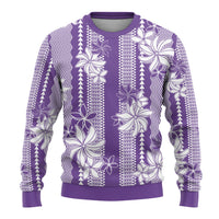 Hawaii Kakau Tribal Ugly Christmas Sweater With Purple Tiare LT05 - Polynesian Pride