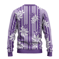 Hawaii Kakau Tribal Ugly Christmas Sweater With Purple Tiare LT05 - Polynesian Pride