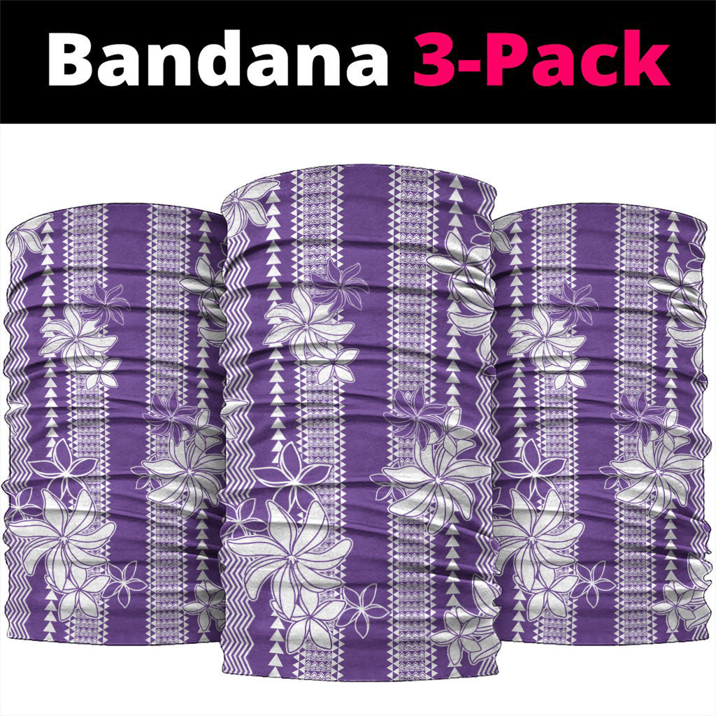 Hawaii Kakau Tribal Neck Gaiter With Purple Tiare LT05 package One Size: 25*50cm Purple - Polynesian Pride