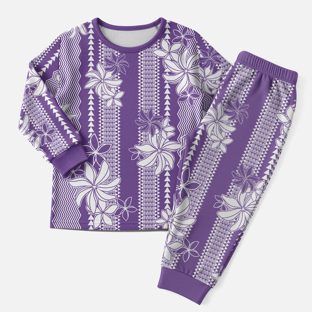 Hawaii Kakau Tribal Christmas Pajama Set With Purple Tiare LT05 Men Purple - Polynesian Pride