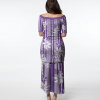 Hawaii Kakau Tribal Puletasi With Purple Tiare LT05 - Polynesian Pride