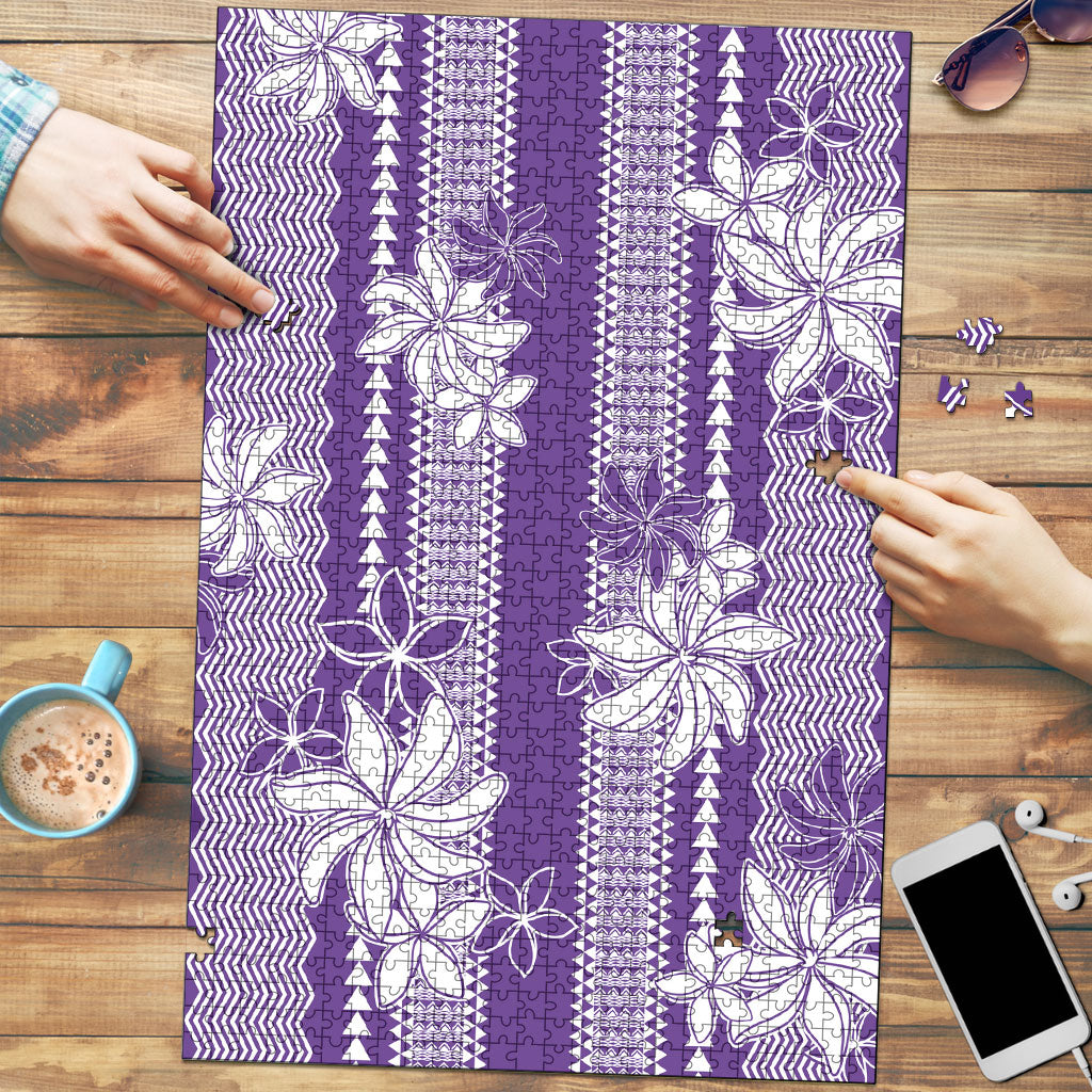 Hawaii Kakau Tribal Puzzle With Purple Tiare LT05 Purple - Polynesian Pride