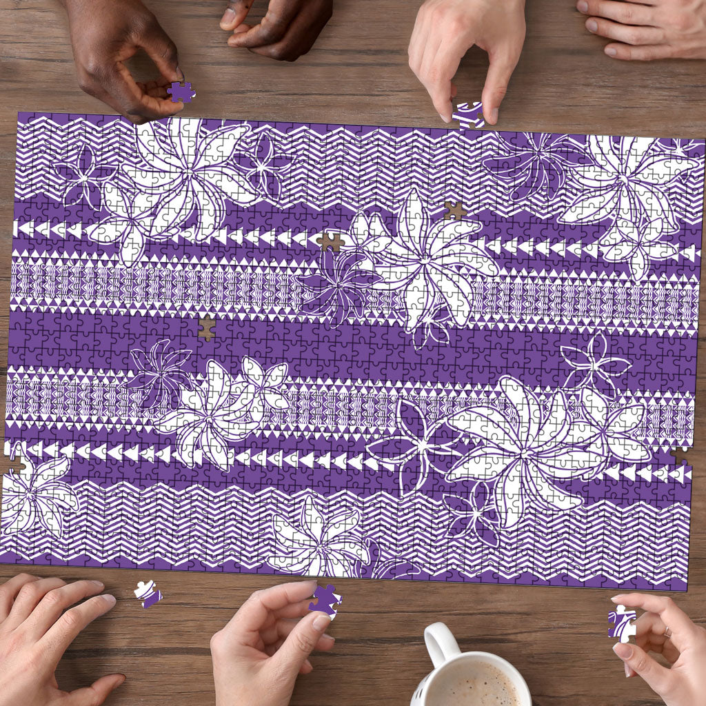 Hawaii Kakau Tribal Puzzle With Purple Tiare LT05 - Polynesian Pride