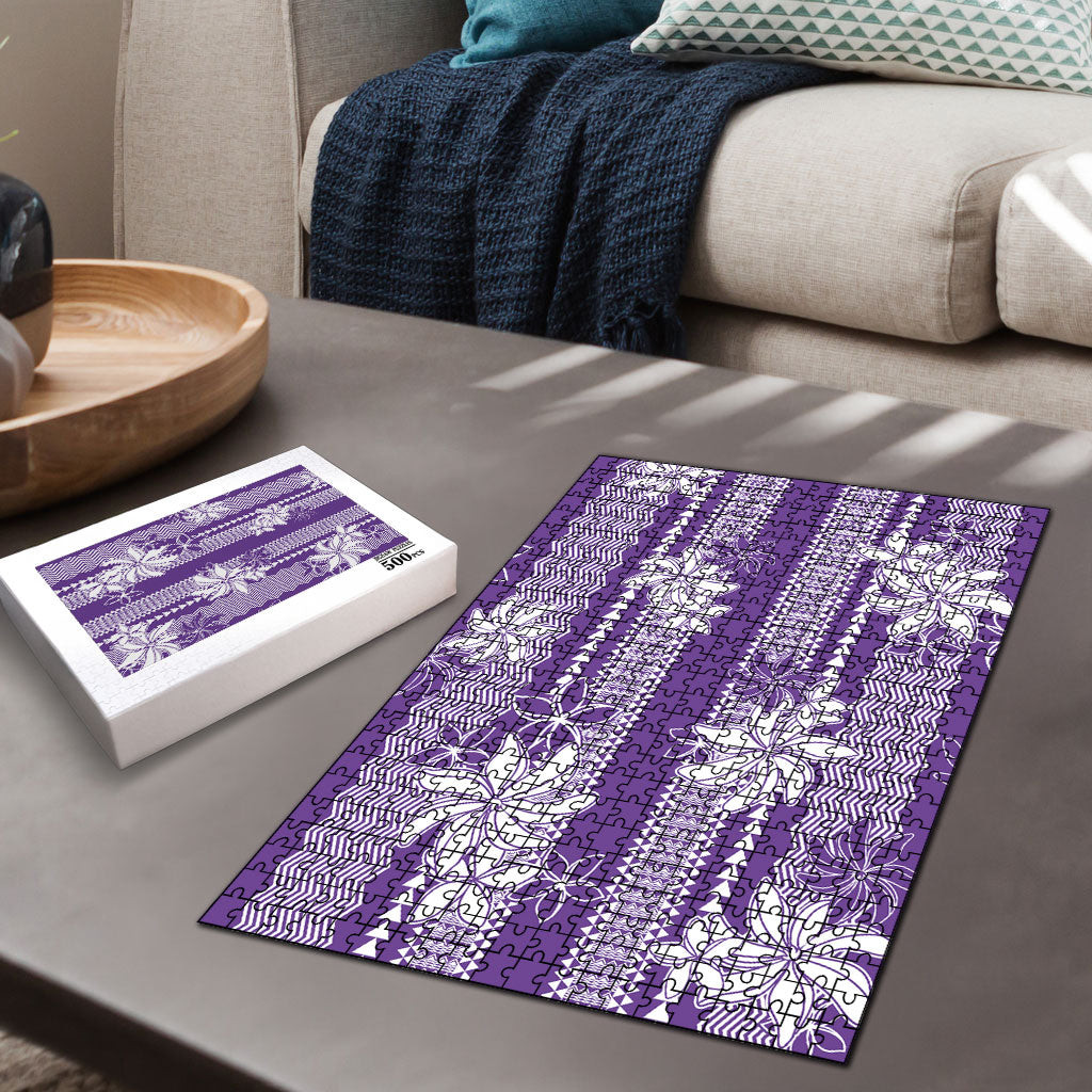 Hawaii Kakau Tribal Puzzle With Purple Tiare LT05 - Polynesian Pride