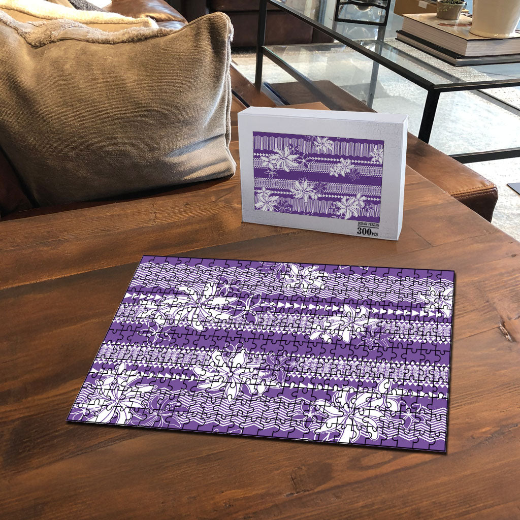 Hawaii Kakau Tribal Puzzle With Purple Tiare LT05 - Polynesian Pride