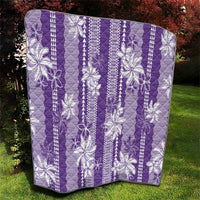 Hawaii Kakau Tribal Quilt With Purple Tiare LT05 - Polynesian Pride