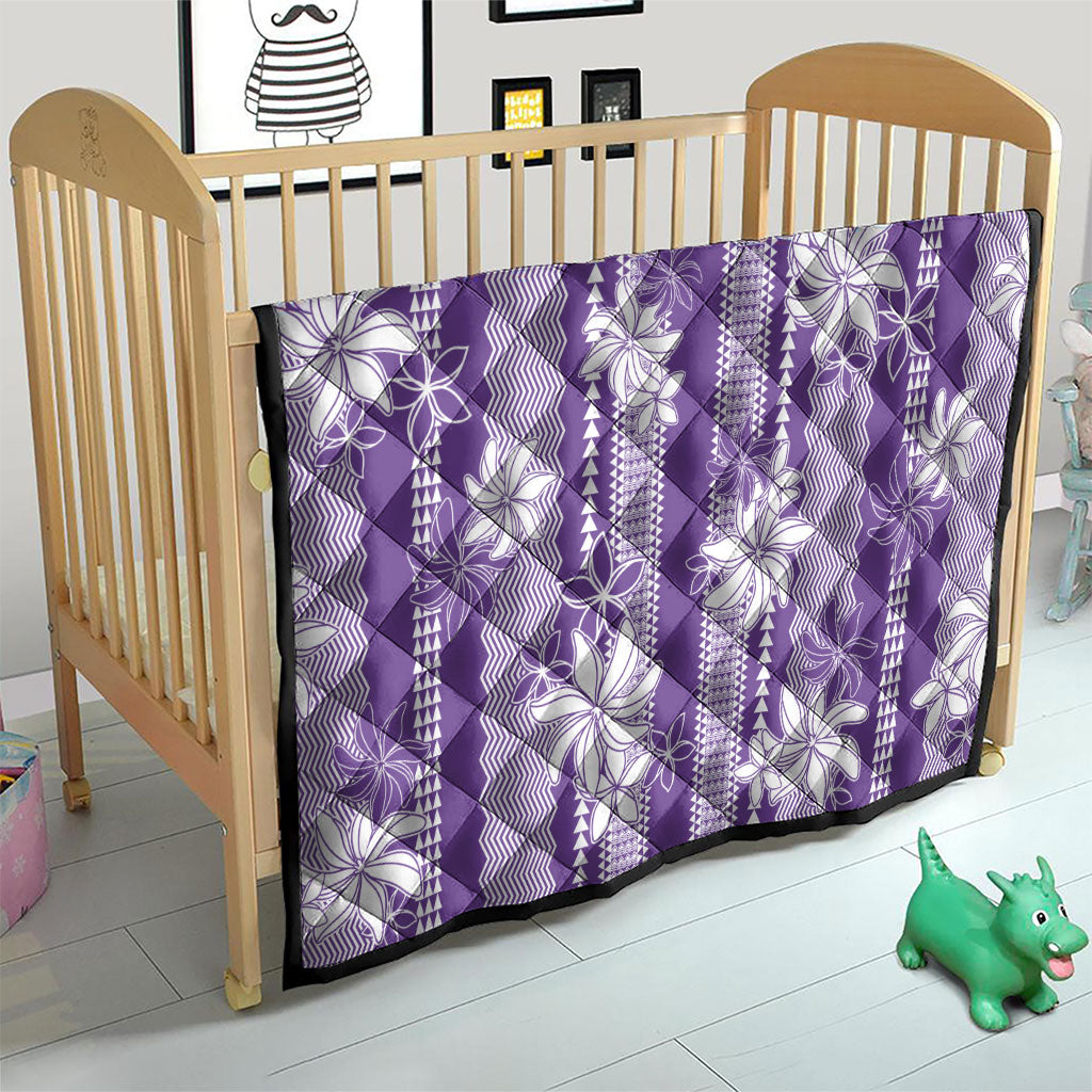 Hawaii Kakau Tribal Quilt With Purple Tiare LT05 - Polynesian Pride