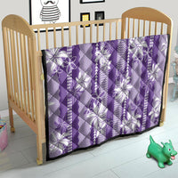 Hawaii Kakau Tribal Quilt With Purple Tiare LT05 - Polynesian Pride