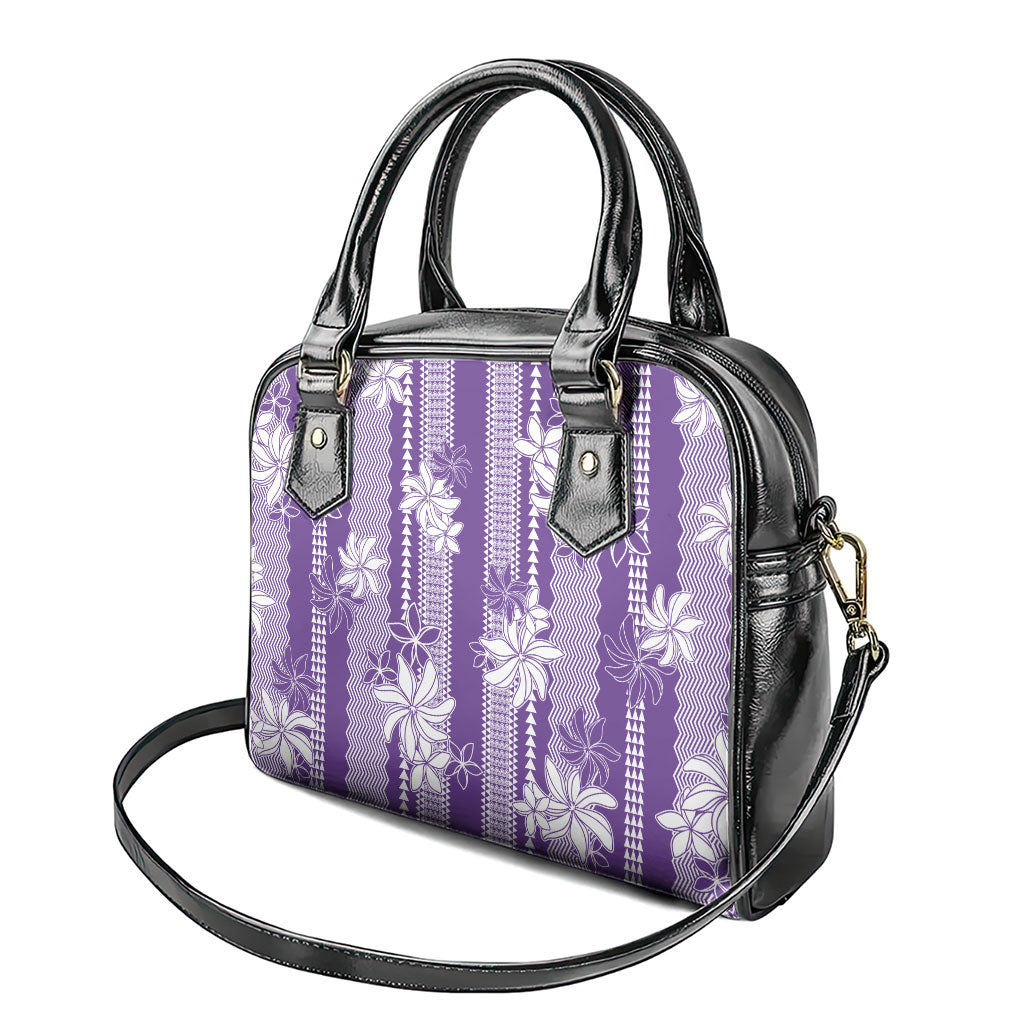Hawaii Kakau Tribal Shoulder Handbag With Purple Tiare LT05 - Polynesian Pride
