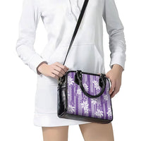 Hawaii Kakau Tribal Shoulder Handbag With Purple Tiare LT05 - Polynesian Pride