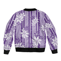 Hawaii Kakau Tribal Sleeve Zip Bomber Jacket With Purple Tiare LT05 - Polynesian Pride