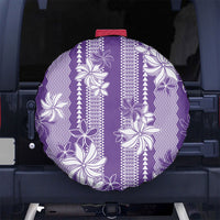 Hawaii Kakau Tribal Spare Tire Cover With Purple Tiare LT05 No hole Purple - Polynesian Pride