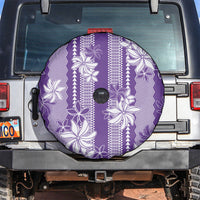 Hawaii Kakau Tribal Spare Tire Cover With Purple Tiare LT05 Purple - Polynesian Pride